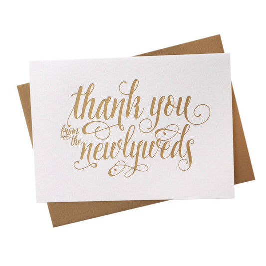 Gold Foil Thank You From the Newlyweds Wedding Cards Boxed