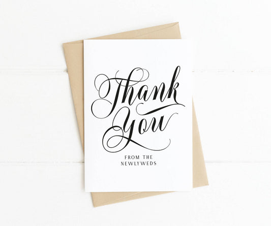 Classic Thank You From The Newlyweds Wedding Card