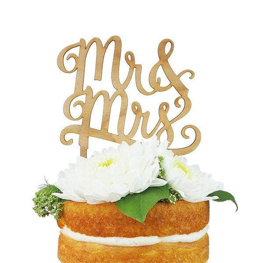 Mr & Mrs Cake Topper (Cherry Wood)