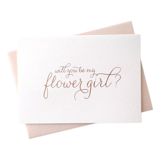 Rose Gold Foil Will You Be My Flower Girl Card for Wedding