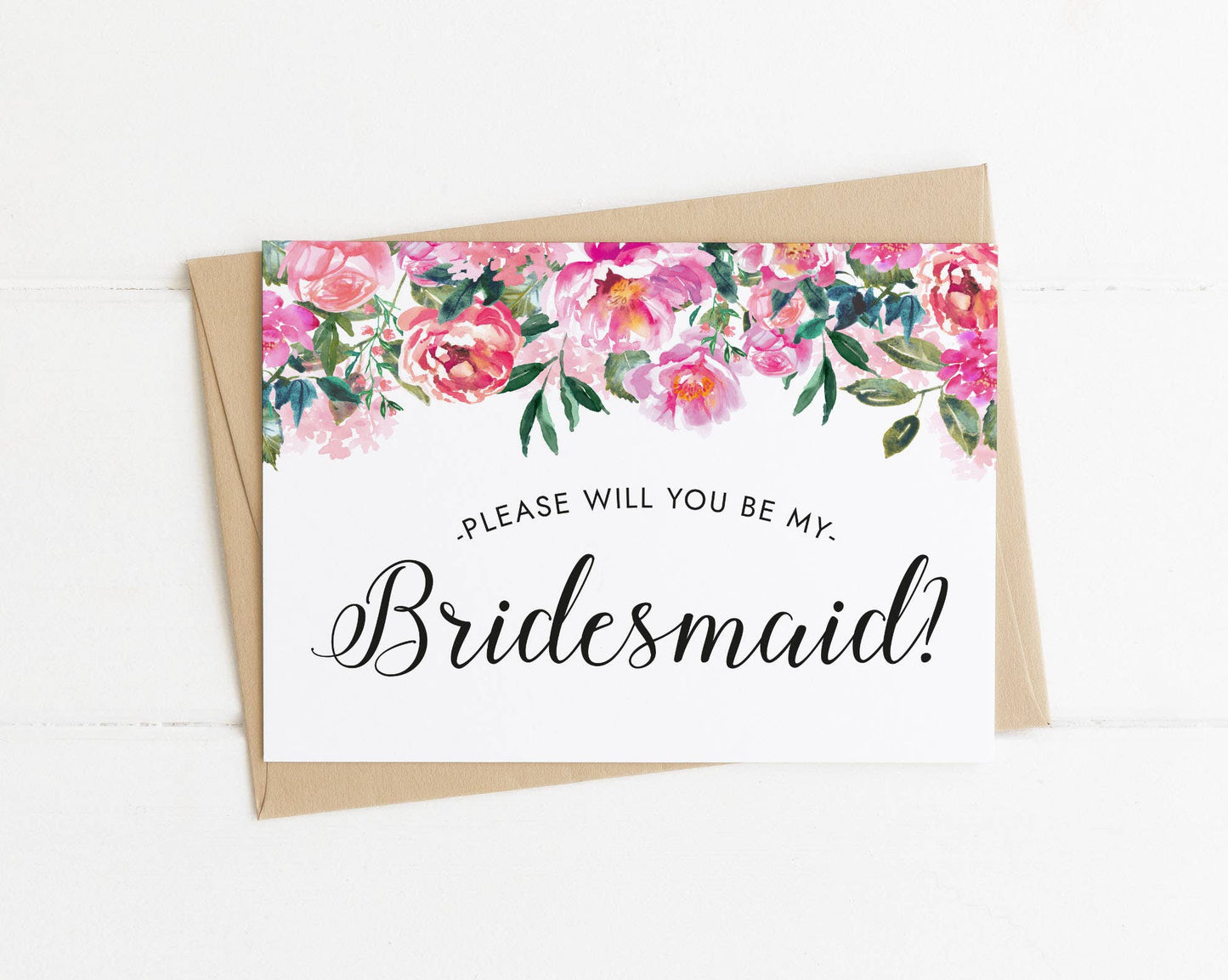 Will You Be My Bridesmaid Pink Floral Proposal Card