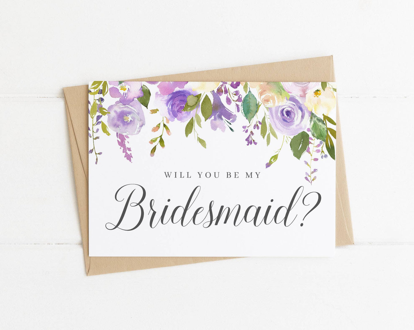 Will You Be My Bridesmaid Purple Floral Proposal Card