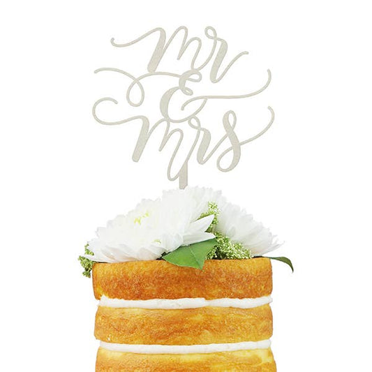 Mr & Mrs Wedding Cake Topper (Silver)